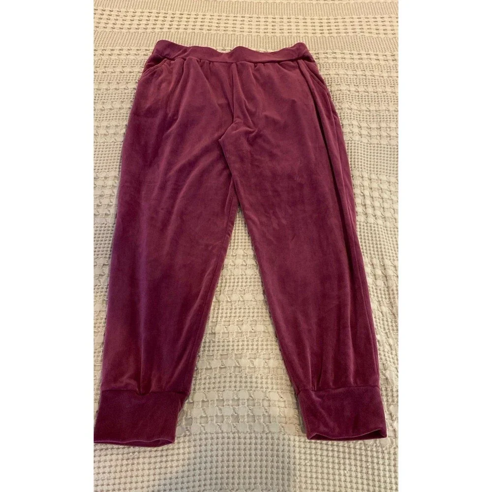 Cable & Gauge Burgundy Velour Set Zip Front‎ Hoodie & Pants Sz Large Athleisure
